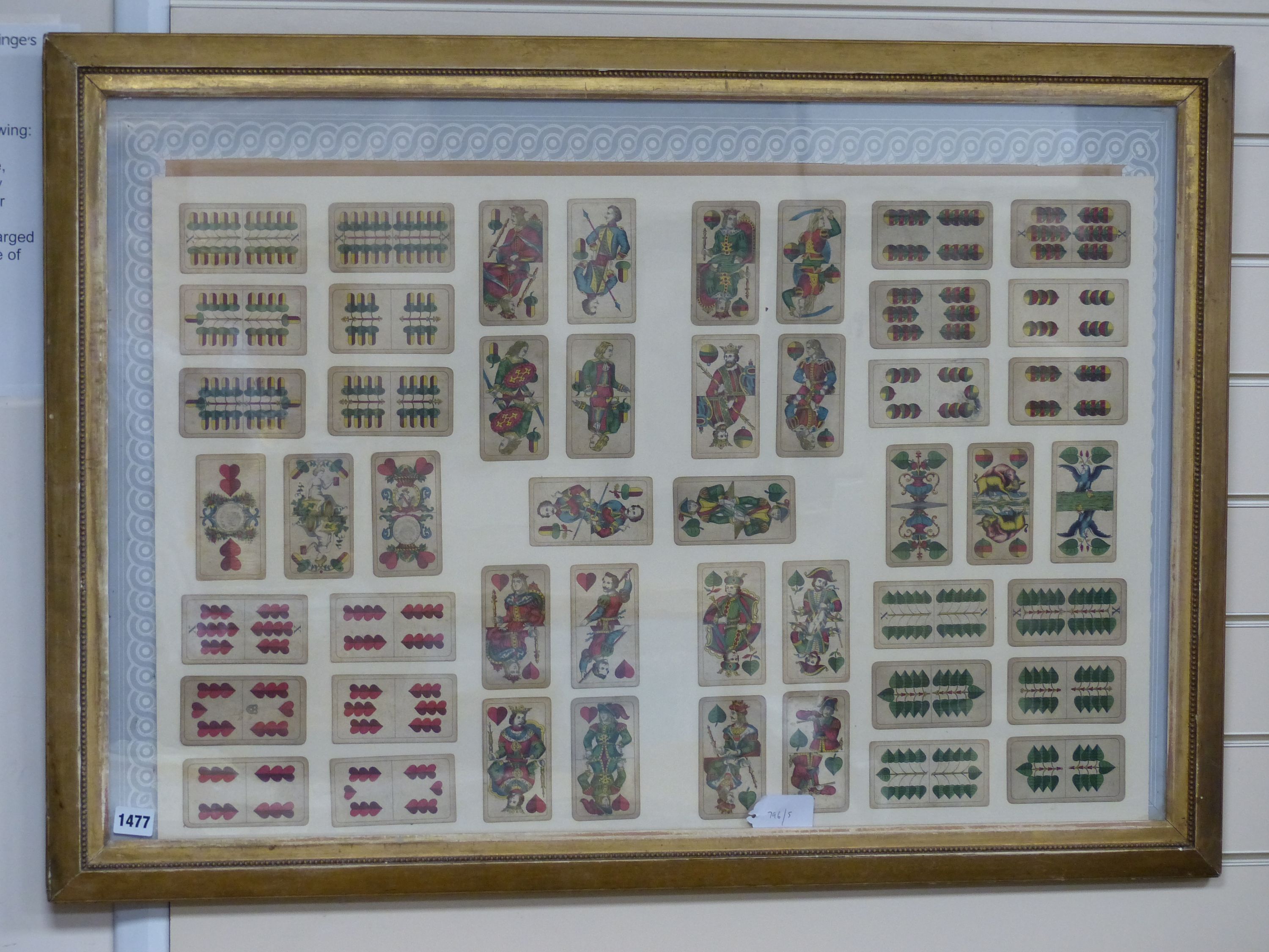 Framed 19th century playing cards